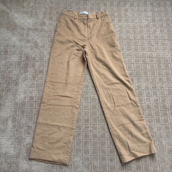 MaxMara Camel Hair Trouser Pant Womens 6 Tan Office Workwear Career Straight Leg - Picture 1 of 10
